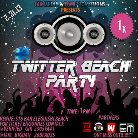 G.I.K Media and TGM Promotions presents TWITTER BEACH PARTY